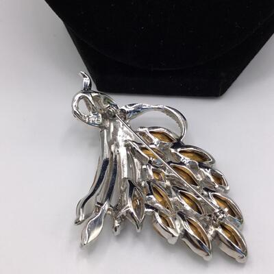 LOTJ121: Pell Rhinestone Brooch with Baguette, Marquis and Round Cuts -missing a few stones
