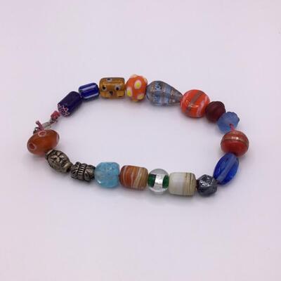 LOTJ124: Handcrafted Bracelet with Ornate Vintage Beads