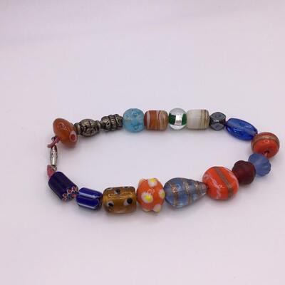 LOTJ124: Handcrafted Bracelet with Ornate Vintage Beads