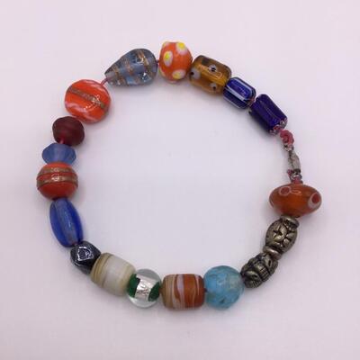 LOTJ124: Handcrafted Bracelet with Ornate Vintage Beads