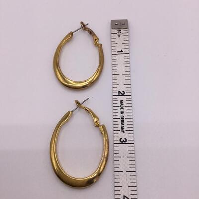 LOTJ154: Three Pair Fashion Earrings Green Plastic, Goldtone, Rhinestones