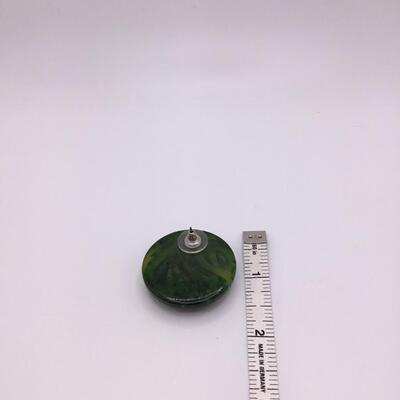 LOTJ154: Three Pair Fashion Earrings Green Plastic, Goldtone, Rhinestones