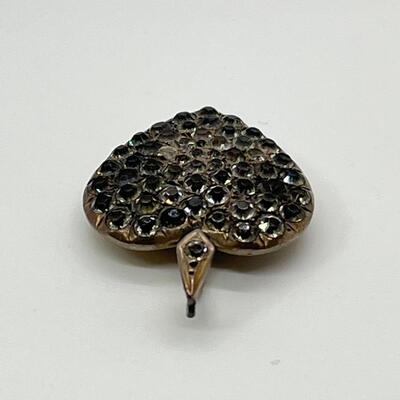 LOTJ170: Vintage Silver and Rhinestone Heart Pendant