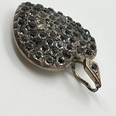 LOTJ170: Vintage Silver and Rhinestone Heart Pendant