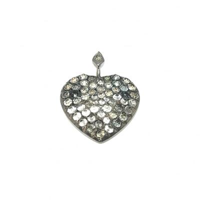 LOTJ170: Vintage Silver and Rhinestone Heart Pendant