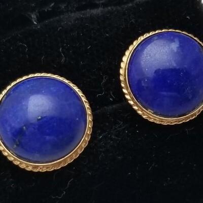 Lot #10  Nice Pair of 14kt gold/Lapis pierced earrings