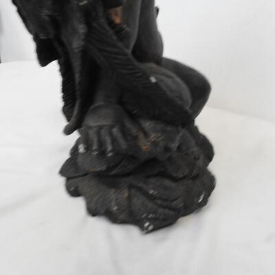Cherub Statue, Painted, 14" Tall, Some Paint Is Scratched Off-See Pictures