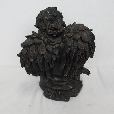 Cherub Statue, Painted, 14" Tall, Some Paint Is Scratched Off-See Pictures