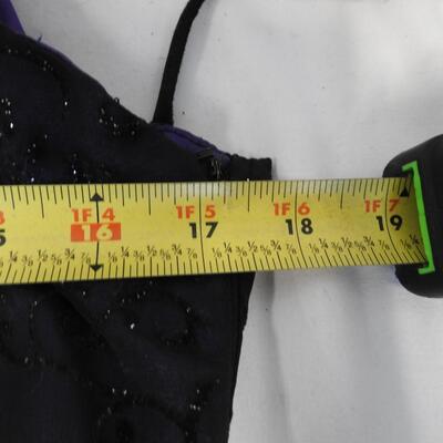 Women's NIKI Dress Size 16, Formal Spaghetti Strap, Purple, Sheer Black Overlay