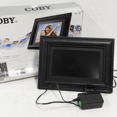 Coby 7" Widescreen Digital Photo Frame w/Adapter & Instructions, Like New, WORKS