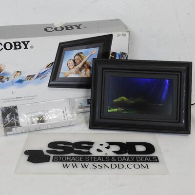 Coby 7" Widescreen Digital Photo Frame w/Adapter & Instructions, Like New, WORKS
