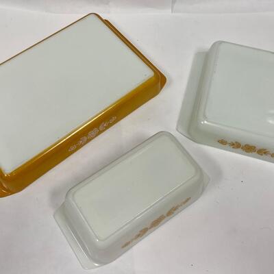 Vintage Pyrex Casserole Baking Dishes Butterfly Gold 3 Piece Set