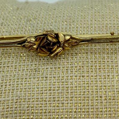 LOT:3: Vintage French â€œORIAâ€ Bar/ Rose Flower Brooch (Pin)