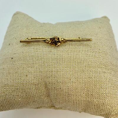 LOT:3: Vintage French â€œORIAâ€ Bar/ Rose Flower Brooch (Pin)