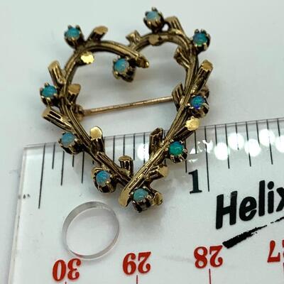 LOT:12: Antique Victorian Heart Shape Brooch/Pendant with turquoise seed beads