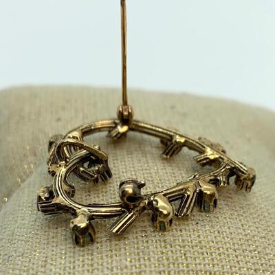 LOT:12: Antique Victorian Heart Shape Brooch/Pendant with turquoise seed beads