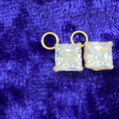 LOT:16: 18k over Sterling Silver 1 pair of Cubic Zirconia Stud Earrings ,no backs with 6 Cubic Zirconia Earring Danglers