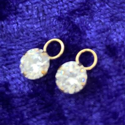 LOT:16: 18k over Sterling Silver 1 pair of Cubic Zirconia Stud Earrings ,no backs with 6 Cubic Zirconia Earring Danglers