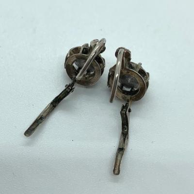 LOT:18: Vintage Cubic Zirconia Sterling Pierced Drop Earrings