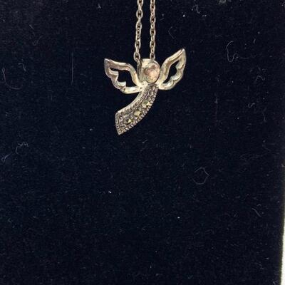 LOT:22: Two Sterling Silver 16â€ Chain with Angel Pendants