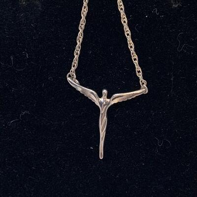 LOT:22: Two Sterling Silver 16â€ Chain with Angel Pendants