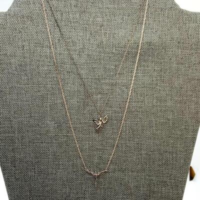 LOT:22: Two Sterling Silver 16â€ Chain with Angel Pendants