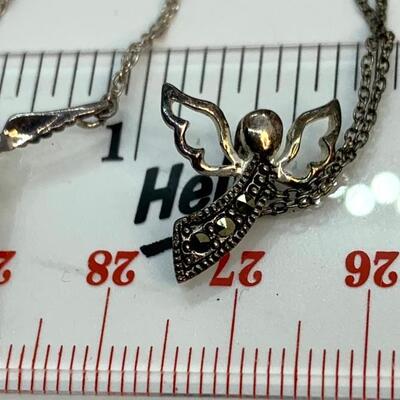 LOT:22: Two Sterling Silver 16â€ Chain with Angel Pendants