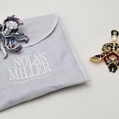 Lot #18 Pair of Signed Designer Brooches - Nolan Miller and Joan Rivers