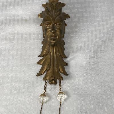 Vintage Brass Figural Harlequin Face Wall Hanging