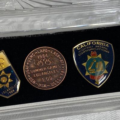 Vintage Sets of Enamel Pins 1984 Olympics Los Angeles LAPD CHP LACS