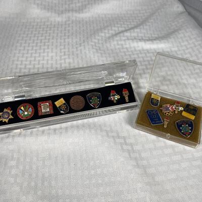 Vintage Sets of Enamel Pins 1984 Olympics Los Angeles LAPD CHP LACS