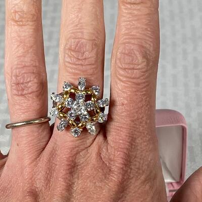 Camrose & Kross Audrey Hepburn Collection Gold & Silver Tone Crystal CZ Cocktail Ring
