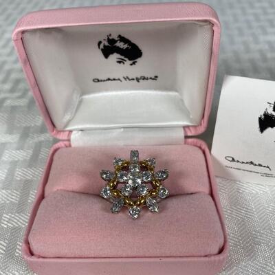Camrose & Kross Audrey Hepburn Collection Gold & Silver Tone Crystal CZ Cocktail Ring