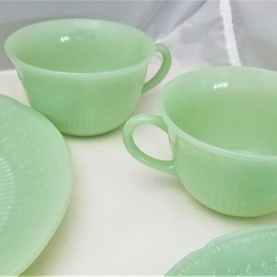 Lot #19  Lot of vintage Jadite-type dinnerware