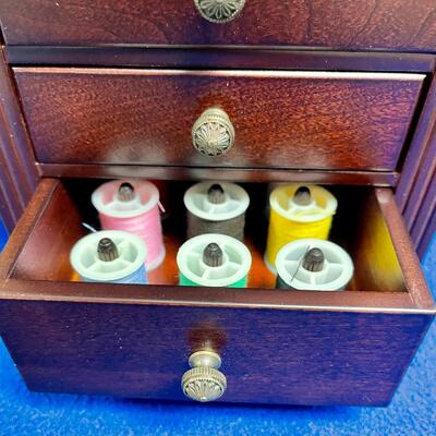 Bombay Company Tabletop Wood Three Drawer Sewing Storage Kit Trinket Box
