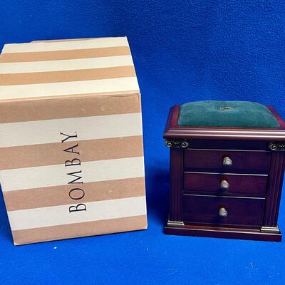 Bombay Company Tabletop Wood Three Drawer Sewing Storage Kit Trinket Box
