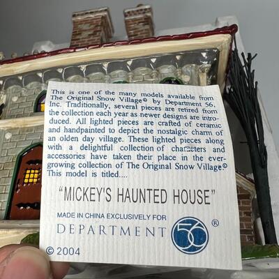 Disney Dept 56 Snow Village Mickeyâ€™s Haunted House Figurine Display