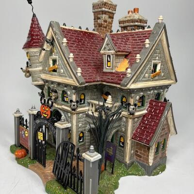 Disney Dept 56 Snow Village Mickeyâ€™s Haunted House Figurine Display