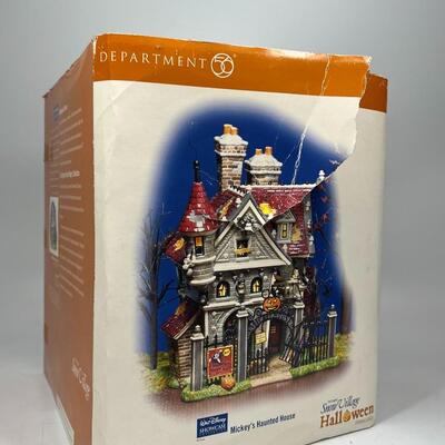 Disney Dept 56 Snow Village Mickeyâ€™s Haunted House Figurine Display