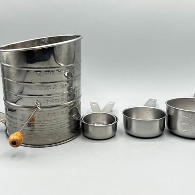 Metal Sifter and Measuring Cup Set