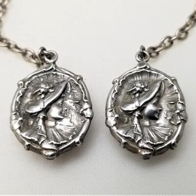 Lot #35  Sweet Vintage Sweater Clip - Sterling fronts - Girl in Bonnett