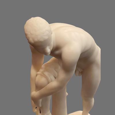 Hermes Fastening his Sandal Erotic Alabaster Sculpture