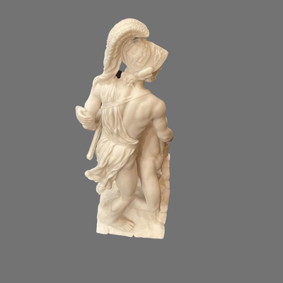 Menelaus Supporting the Body of Patroclus Alabaster Sculpture - 13"