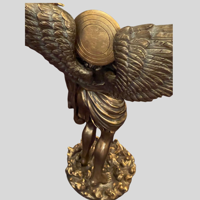 Archangel Uriel Battle Angel with Mace & Torch Bronze Patina Statue - 12"