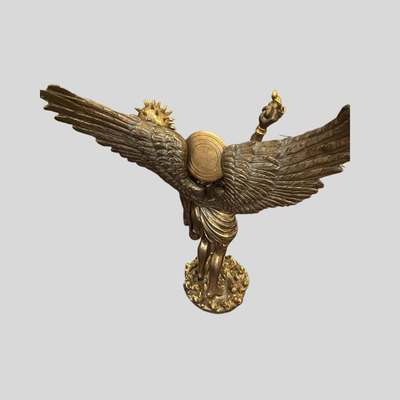Archangel Uriel Battle Angel with Mace & Torch Bronze Patina Statue - 12"