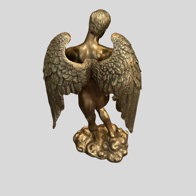Nude Male Angel Bronze Patina Statue - 12"