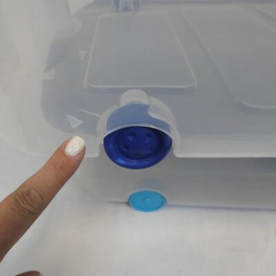 2 Underbed Storage Boxes with Lids & Wheels, by Sterilite 66qt/67qt.