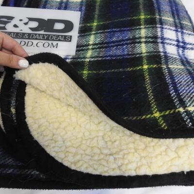 2 Plaid Blankets: Red/Green/Blue 50"x68" & Black/White/Blue/Green/Yellow 50"x70"