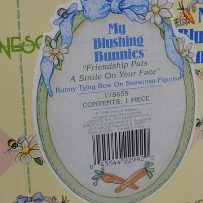 1996 Enesco My Blushing Bunnies Christmas Friendship Snowman Bunny Figurines