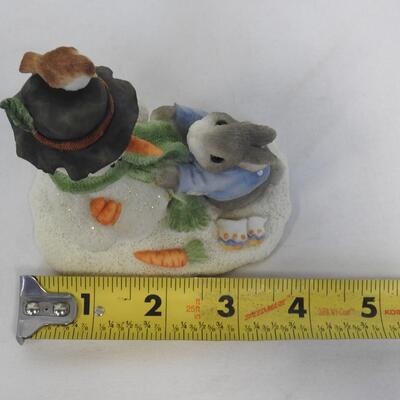 1996 Enesco My Blushing Bunnies Christmas Friendship Snowman Bunny Figurines